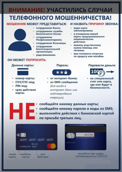 Памятка для граждан о телефонных мошенничествах.